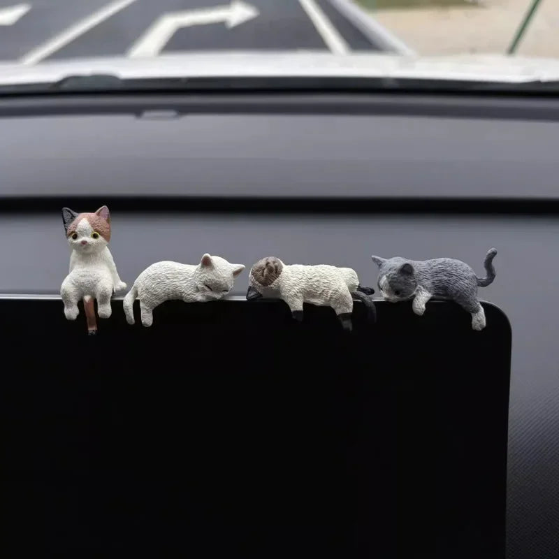 Home Decoration Cute Desktop Gifts Cartoon Simulation Edge Hang Cat Car Center Console Ornaments Decoration Car Accessories | 3