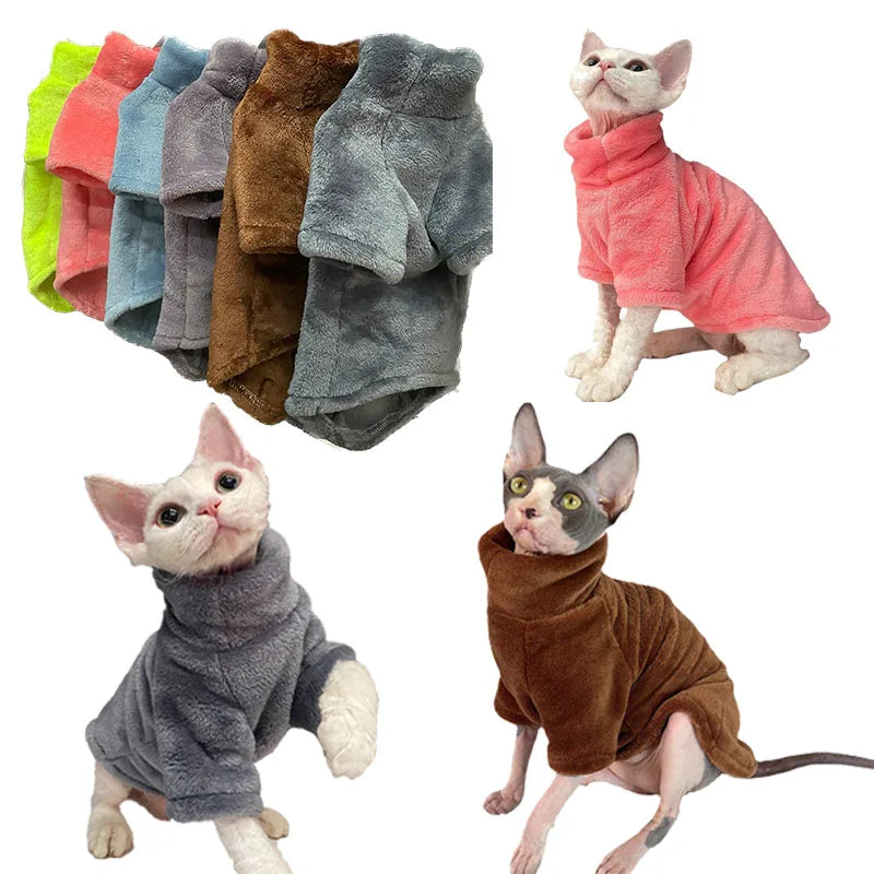 Warm Sphynx Cat Turtleneck Coat for Small Medium Dogs Clothes Jacket Kitten Costume French Bulldog Poodle Pug Outfits Sweater | 0