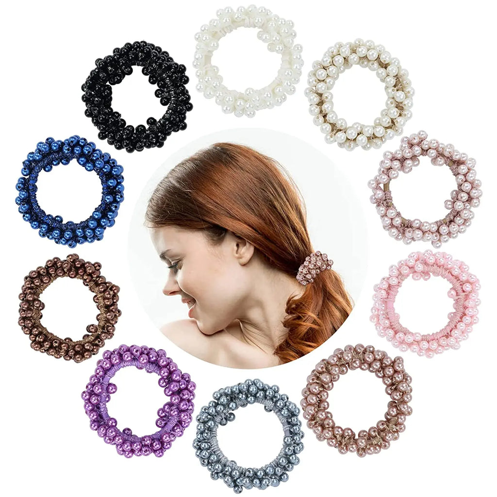 Crystal Hair Ties Boho Elastic Hair Scrunchies Pearl Hair Ropes Bead Ponytail Holders Hair Accessories For Women and Girls | 2