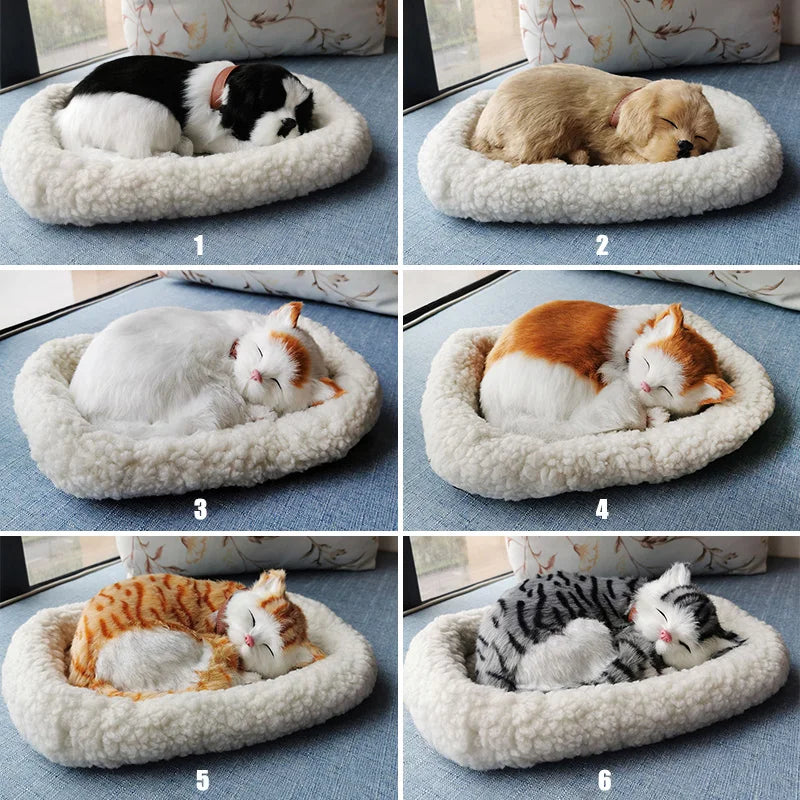 Breathing Cat Simulation Pet Model Ornaments Plush Sleeping Cat Dog Home Decoration Ornament Photography Props Crafts B-day Gift | 0