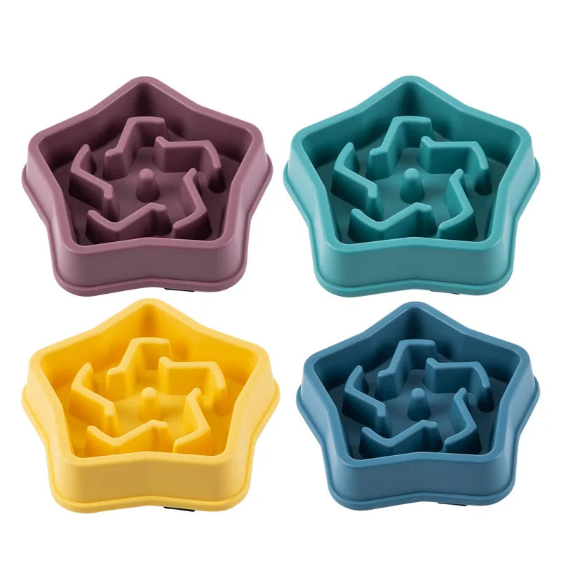 Pet Cat Dog Slow Food Bowl Fat Help Healthy Round Anti-choking Thickened And Non-slip Multiple Colors Shapes | 1