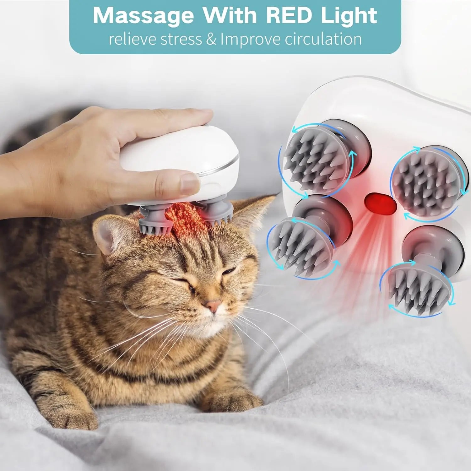 Electric Cat Massager Cat and Dog Massage Tool with Four Rotating Massage Heads Automatic Pet Head & Back Scratcher Pet Massager | 2