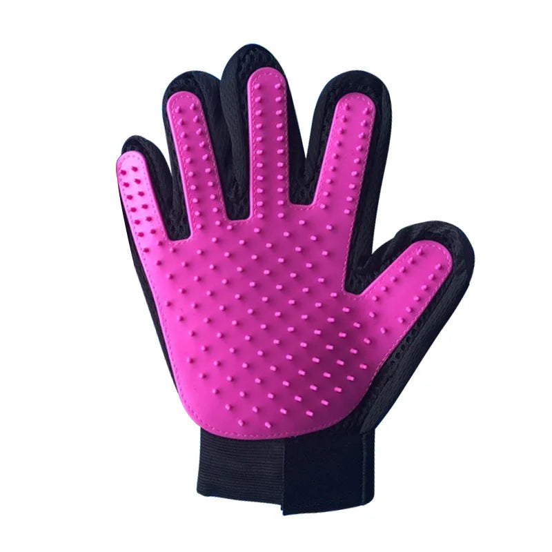 DualPet Pet Grooming Glove for Dog Cats Glove Pet Hair Deshedding Brush Comb Glove Pet Dog Cleaning Massage Glove Accessories | Color:Right Purple