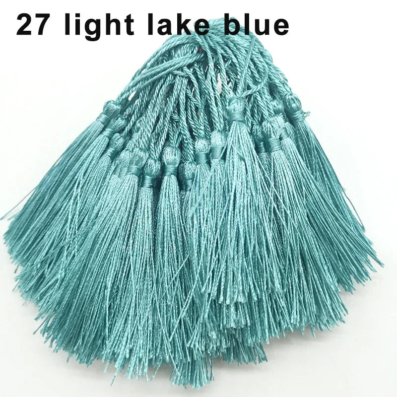 100pcs/lot 13cm Tassel Silk Fringe Silky Floss Bookmark Tassels Mini Tassels For DIY Craft Jewelry Making Souvenir Bookmarks | Color:27 LightLakeBlue