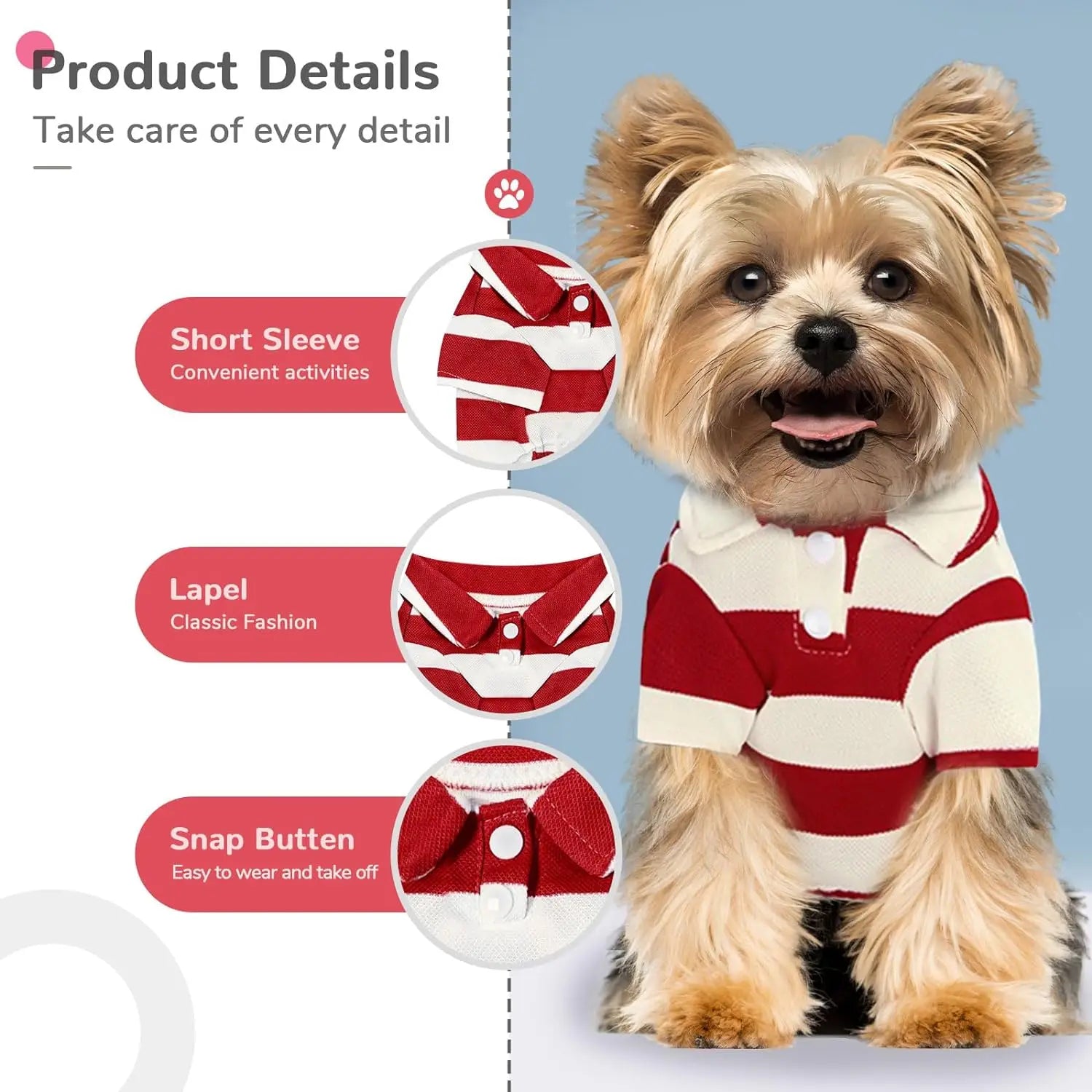 Stripe Dog Shirt Breathable Polo Shirts Summer Dog Clothes for Small Medium Dogs Cat Girl Boy Puppy Chihuahua Yorkie Pet Apparel | 3