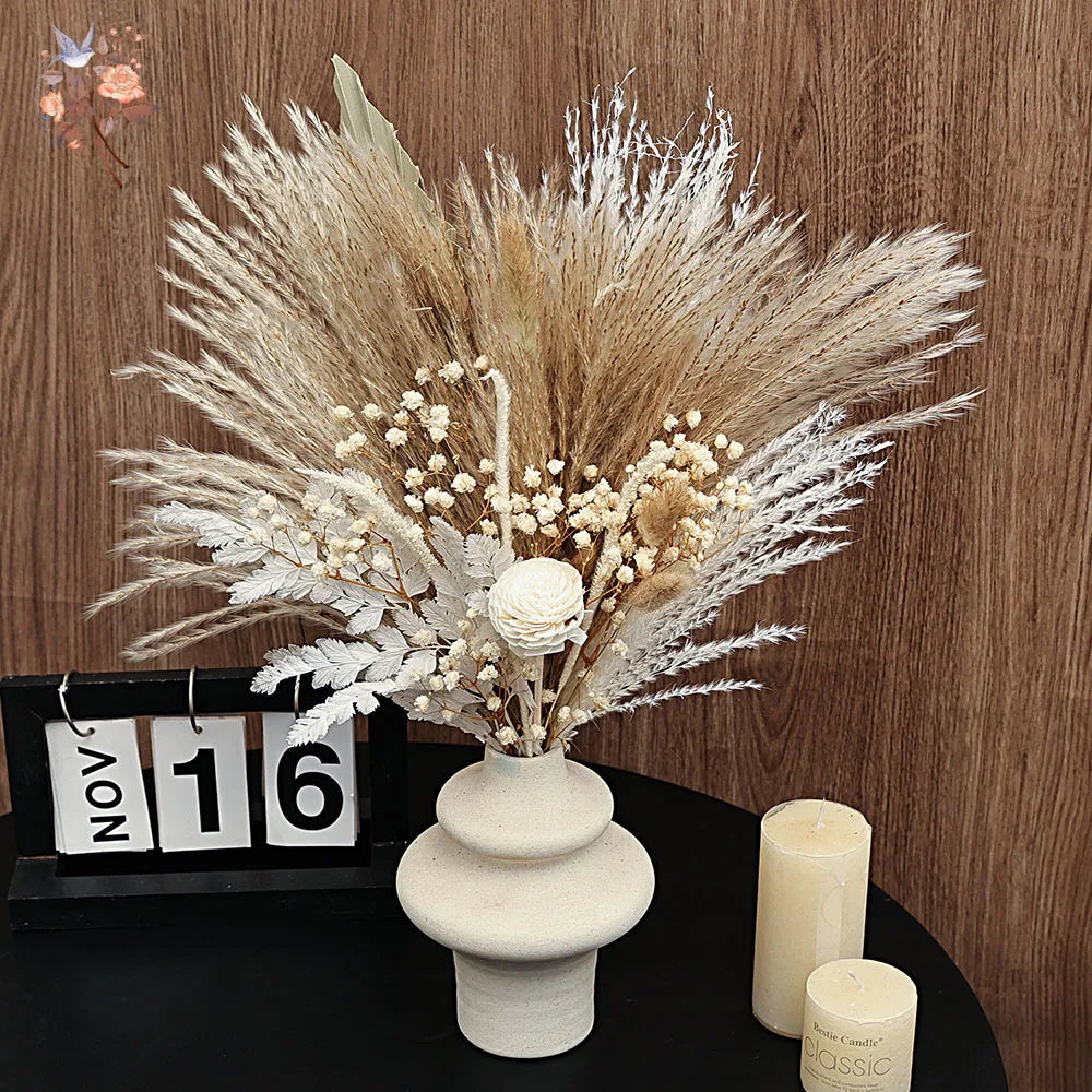 40 Pieces Dried Pampas Reeds Palm Leaves Bundle Boho Chic Home Decor Natural Flowers Baby's Breath Bouquets Country Arrangement | 1