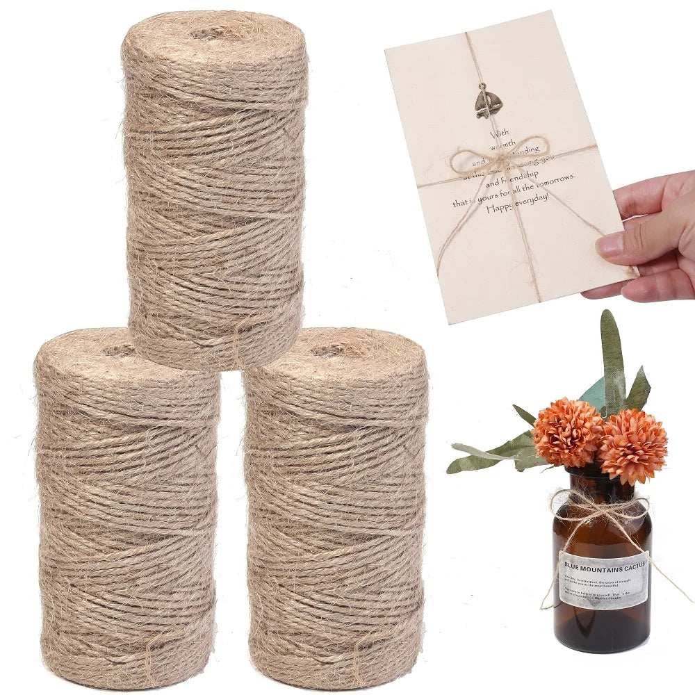 100Meters Natural Jute Rope String Ribbon Crafts DIY Vintage Jute Cord Twine Thread Sewing Gift Party Wedding Home Decoration | 1
