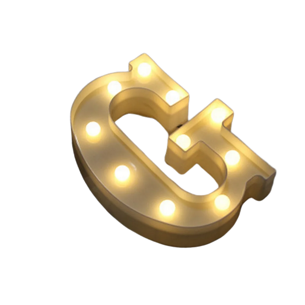 Luminous Number Lamp Alphabet Letter LED Lights Birthday Valentine's Day Wedding Party Decor 0-9 Digital A-Z Letters Night Light | Color:G