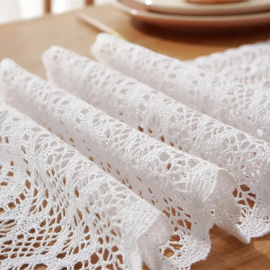 Cotton Lace Boho Beige Table Runner Farmhouse Style Vintage Home Bridal Shower Country Wedding Party Coffee Dining Table Decor | 5