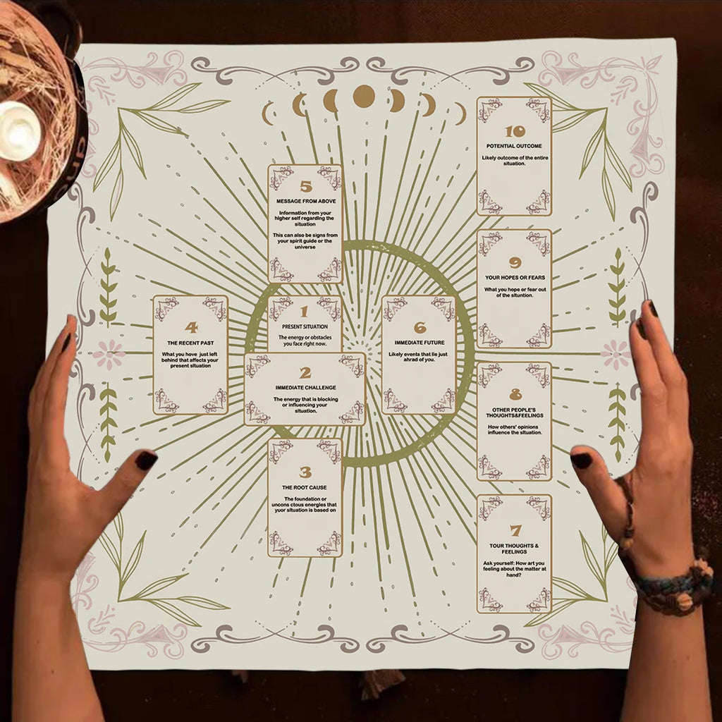 Celtic Cross Altar Cloth Tarot Card Table Cloth Witch Moon Divination Table Cover For Tarot Mat Witchy Gifts Decor Card Pad | 4