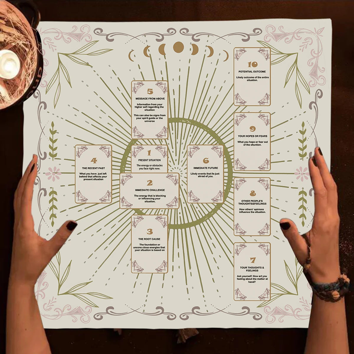 Celtic Cross Altar Cloth Tarot Card Table Cloth Witch Moon Divination Table Cover For Tarot Mat Witchy Gifts Decor Card Pad | 4