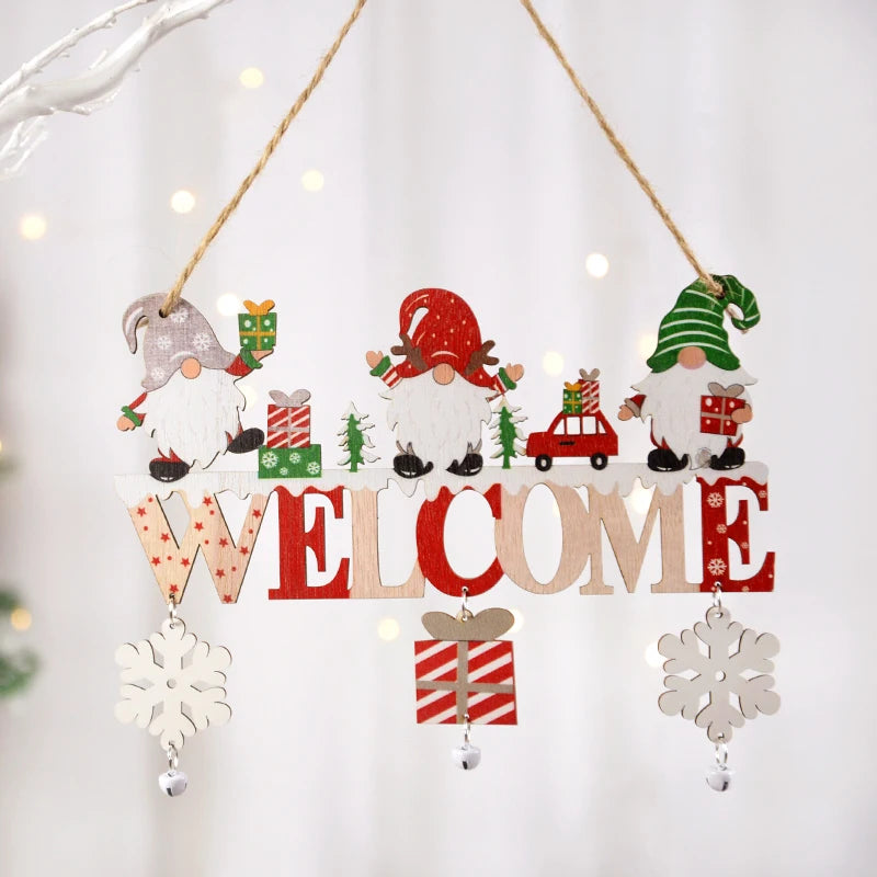 Gnome Santa Claus Wooden Hanging Ornament 2024 Merry Christmas Decoration for Home Door Xmas Tree Pendants Navidad New Year 2025 | 0