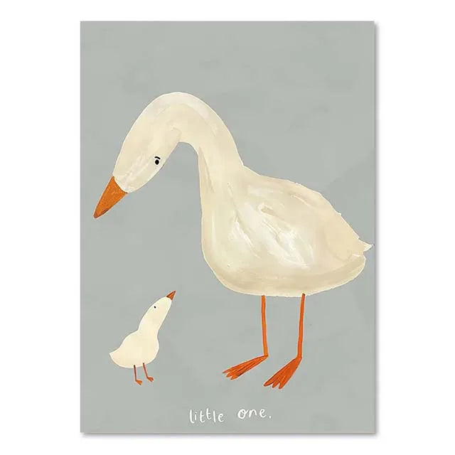 New Boho Cartoon Rabbit Mouse Goose Nurser Art Canvas Painting Nordic Retro Poster and Prints Wall Picture Baby Kids Room Decor | Color:U