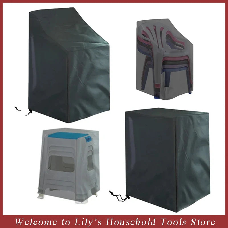 Stacked Chair Dust Cover Outdoor Garden Patio Furniture Protector Cover Waterproof Dustproof Chaircover Rain Cover Chair Sofa | 0