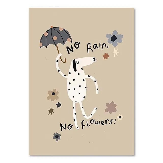 New Boho Cartoon Rabbit Mouse Goose Nurser Art Canvas Painting Nordic Retro Poster and Prints Wall Picture Baby Kids Room Decor | Color:O