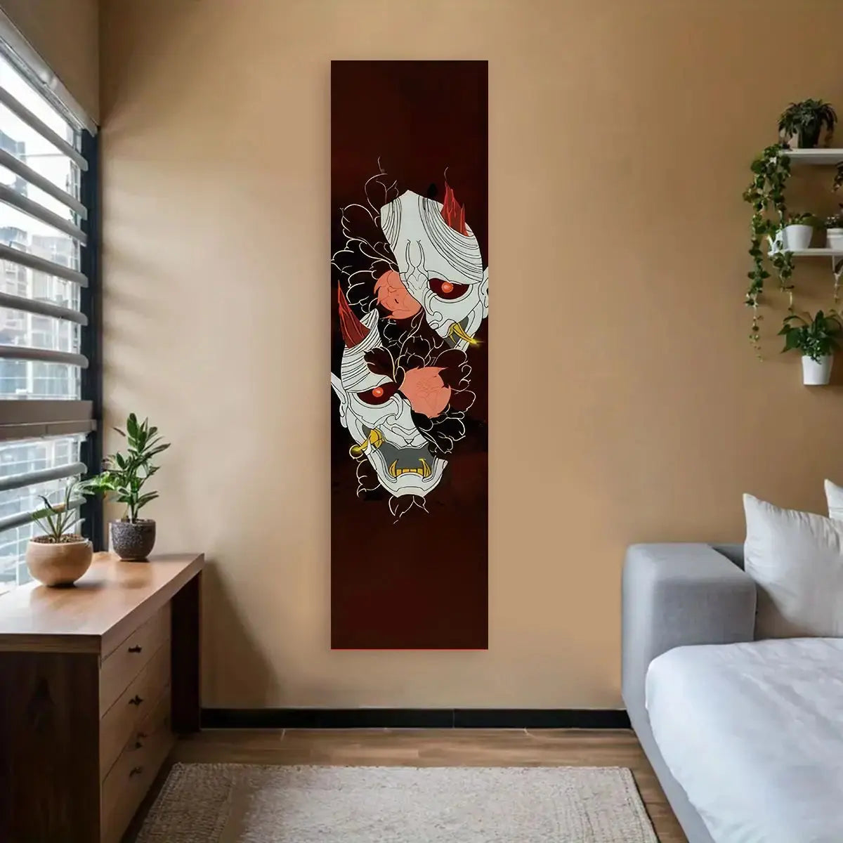 VIKAMA Japanese-Style Red Sun and Waves Bohemian-Style Landscape Wall Decor Ideal for bedroom and living room wall decoration | Color:CB-1