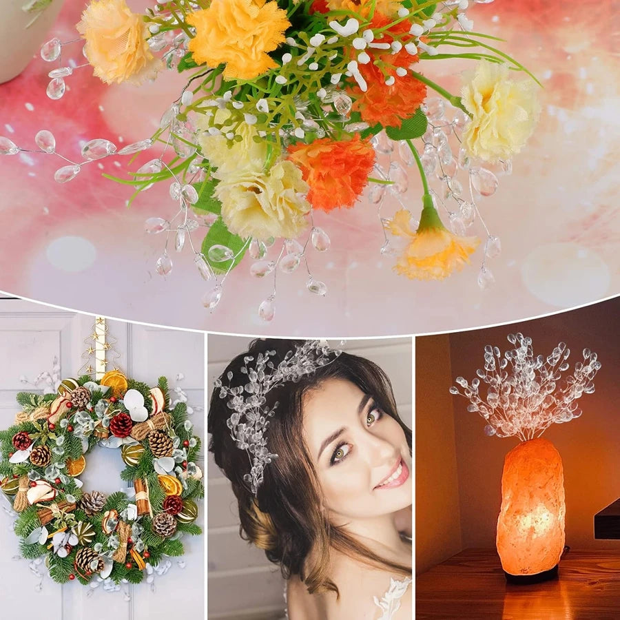 Artificial Flower Acrylic Water Droplet Handmade Valentine's Day Room Decor Wedding Bridal Bouquet Wreath Hairpin DIY Gift Candy | 2