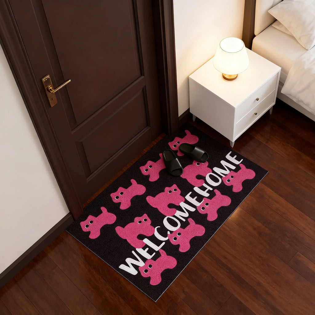 Cool Pink Cat Entrance Doormat Anti-slip PVC Floor Mats Ins Style Entry Porch Hallway Entryway Home Decor Dust Removal Carpet | 2