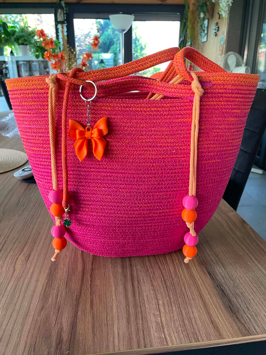 Koszyk ombre różowo-pomarańczowy Hand Made