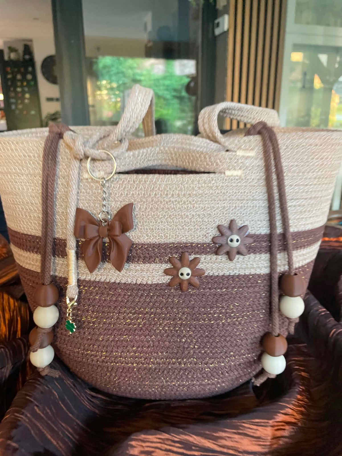 Koszyk jesienny ze sznurka Hand Made - widok z boku