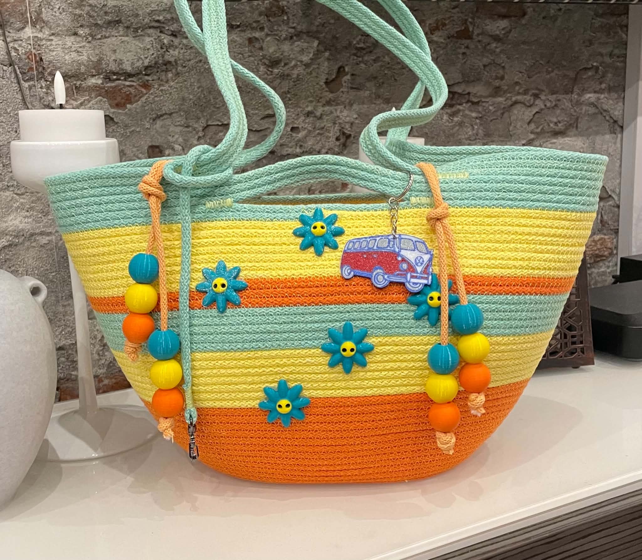 Koszyk codzienny kolorowy Boho ręcznie robiony